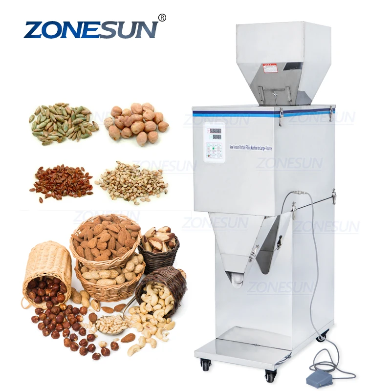 ZONESUN DL-5000 Vibration Coffee Bean Tea Bag Sachet Powder Pouch Semi Automatic Racking Weighing Filling Machinery