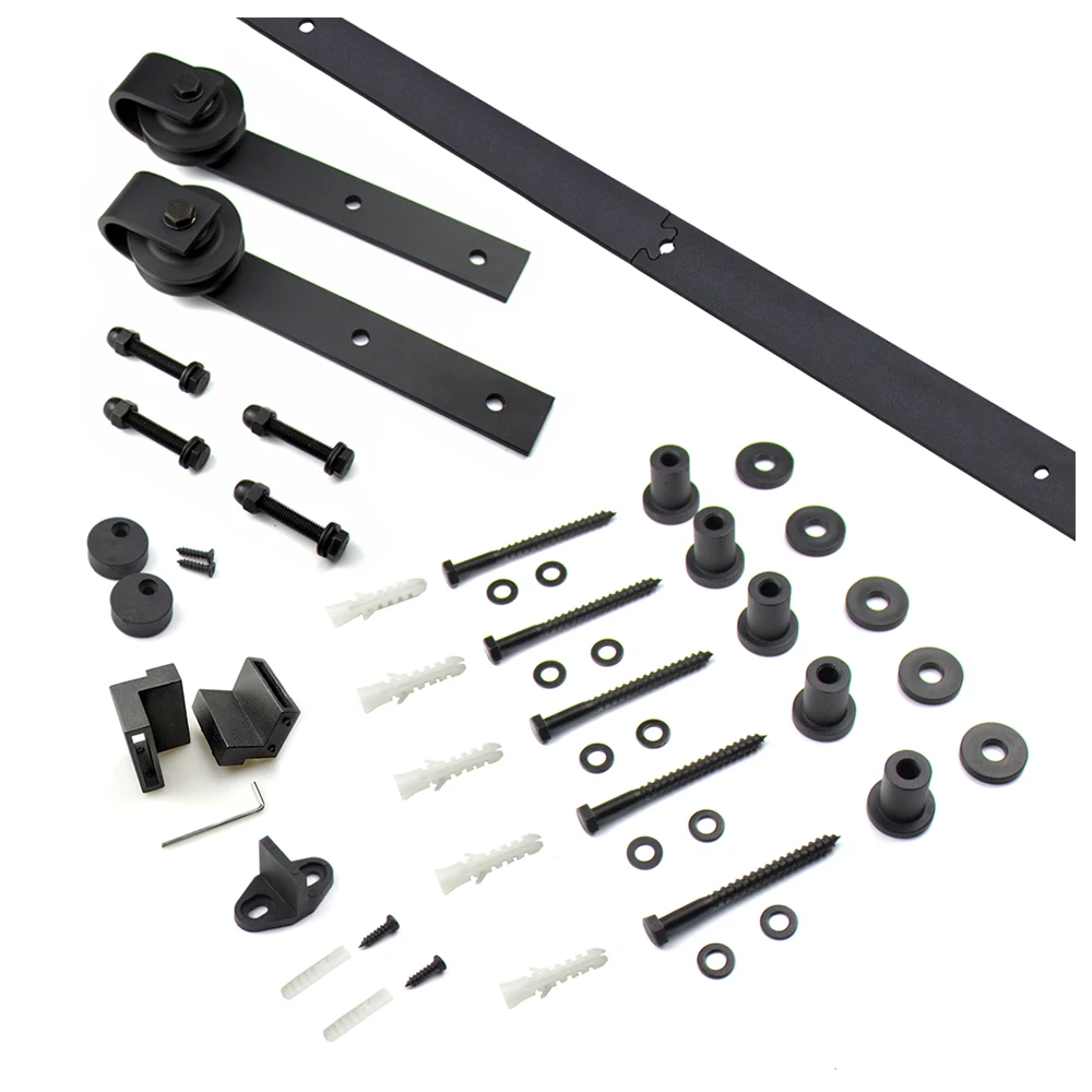 Frameless Aluminum Interior Noiseless Sliding Heavy Duty Sturdy Sliding Barn Door Hardware Kit