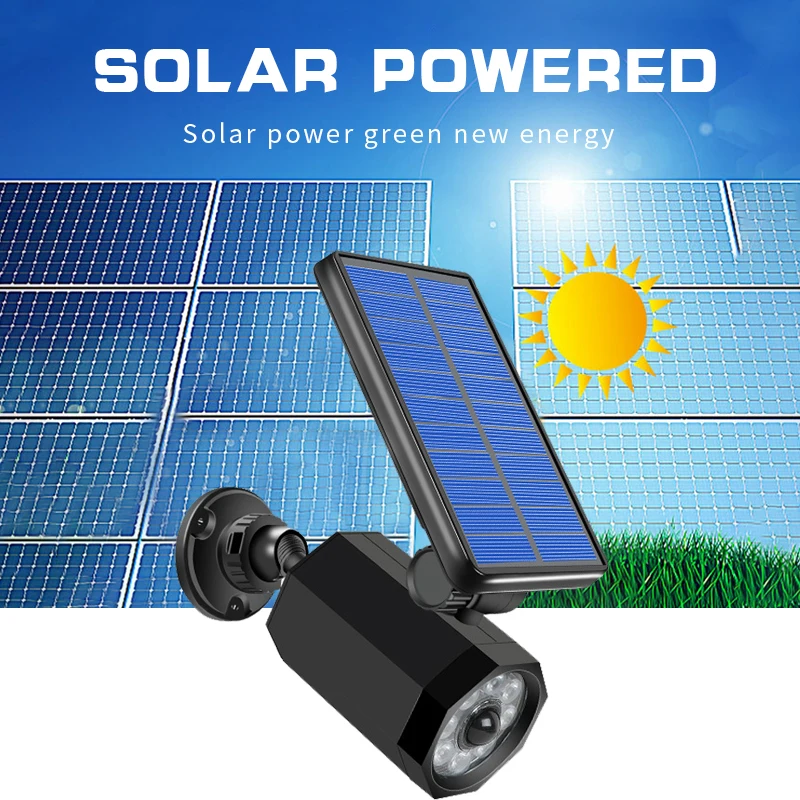 IP65 Waterproof Abs Outdoor Wall Light Super Bright Motion Sensor Fake Camera Courtyard Security Solar Lamp