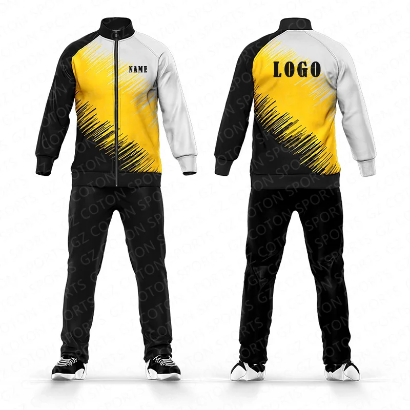 Customized Warm up Men Athletic Tracksuit Casual Full Zip Sweatsuits 2 Piece Jogging Suits for Running Fitness Exercise