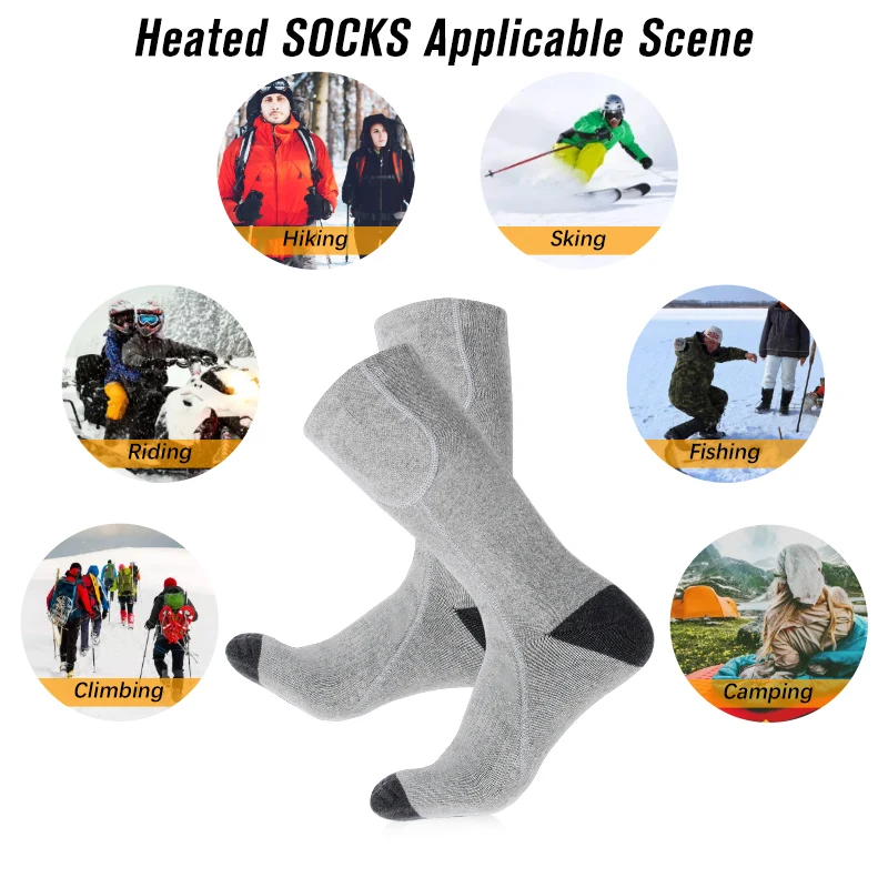 Custom Winter Electric Self Heated Sock Chaussettes Chauffantes Usb Rechargeable Battery Heated Socks