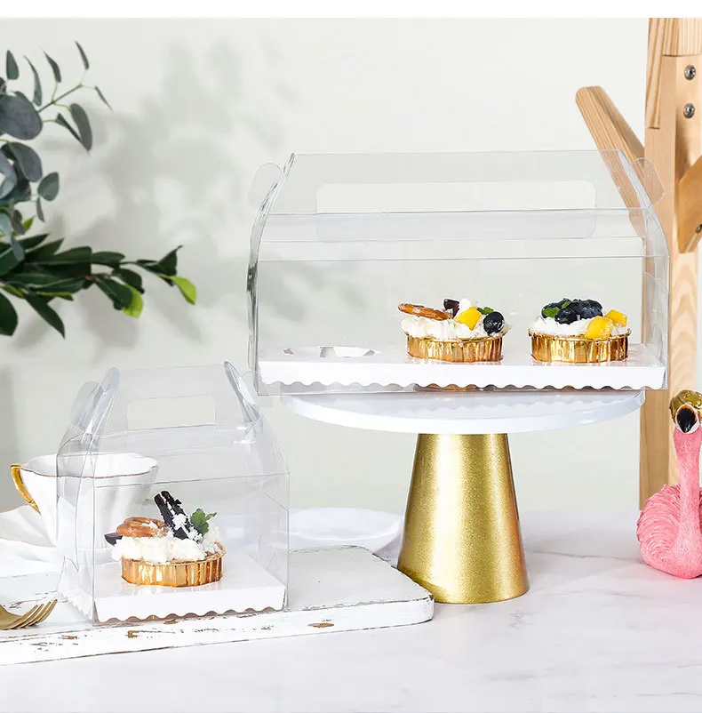 1 2 3 hole PET Portable Pastries cupcake box transparent muffin cup cake boxes with handle eco-friendly cupcake cake boxes