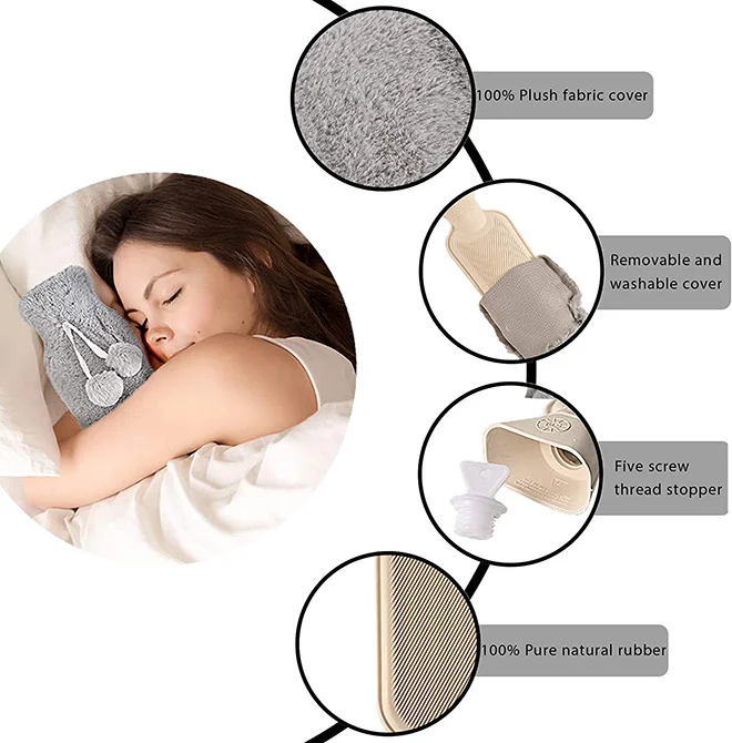 Knitted Extra Long Hot Water Bottle with Cover 72 cm Luxury Thermotherapy 2L Pure Natural Rubber Hose Hot Water Bottle for Neck