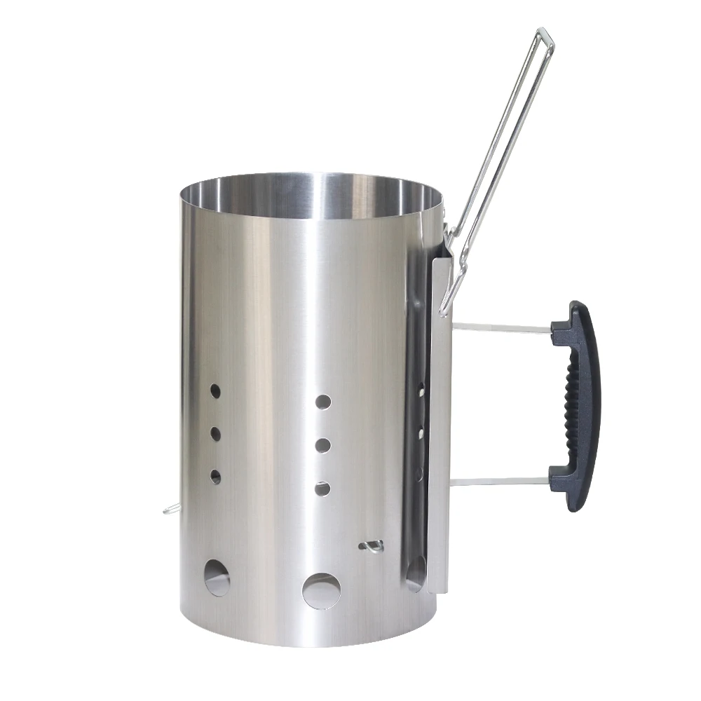 BBQ Fire Chimney Starter Stainless Steel BBQ Coal Chimney Starters With PP Handle