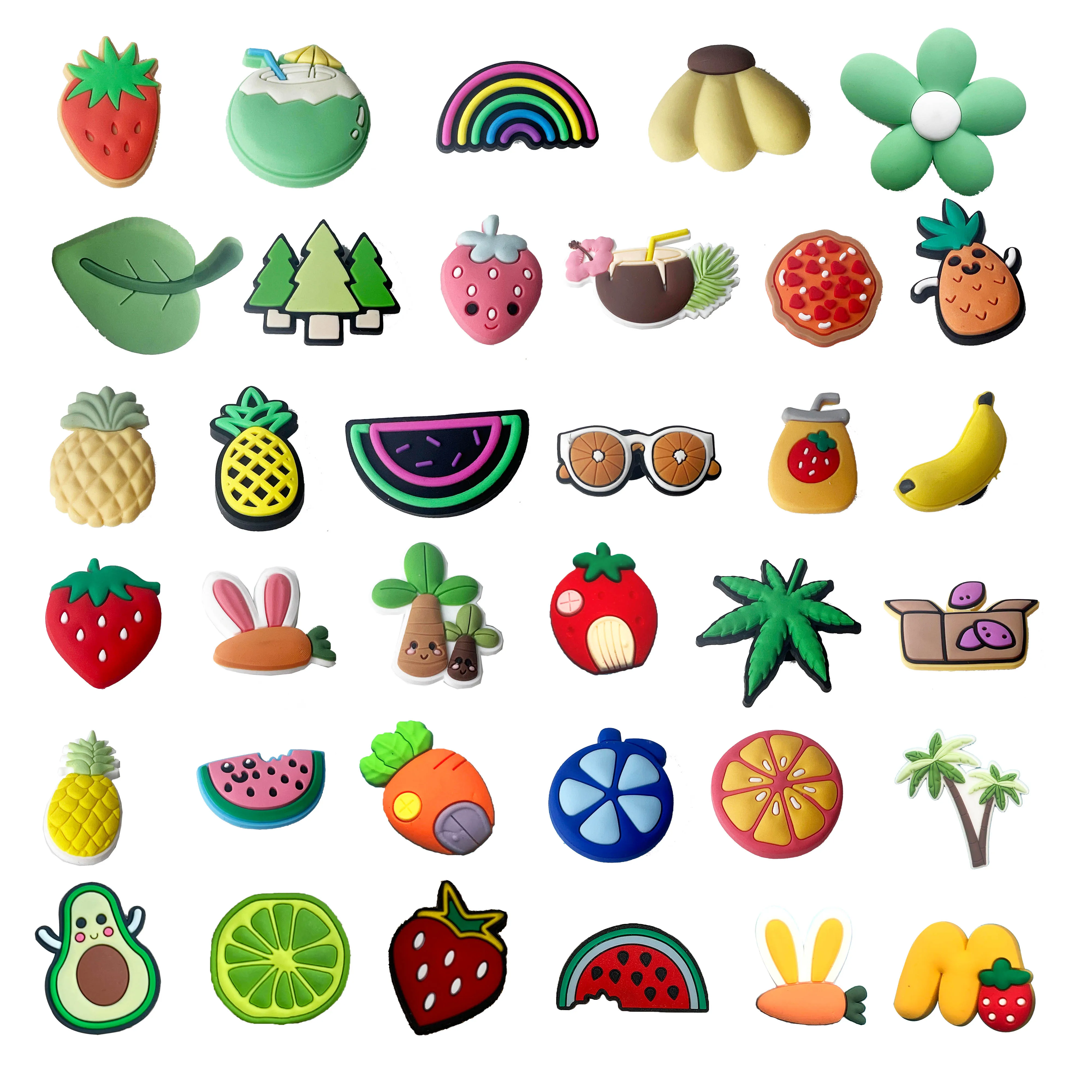 Soft PVC bag mobile phone shoes charm fruit, apple, banana, lemon, watermelon, orange, coconut shoes charm