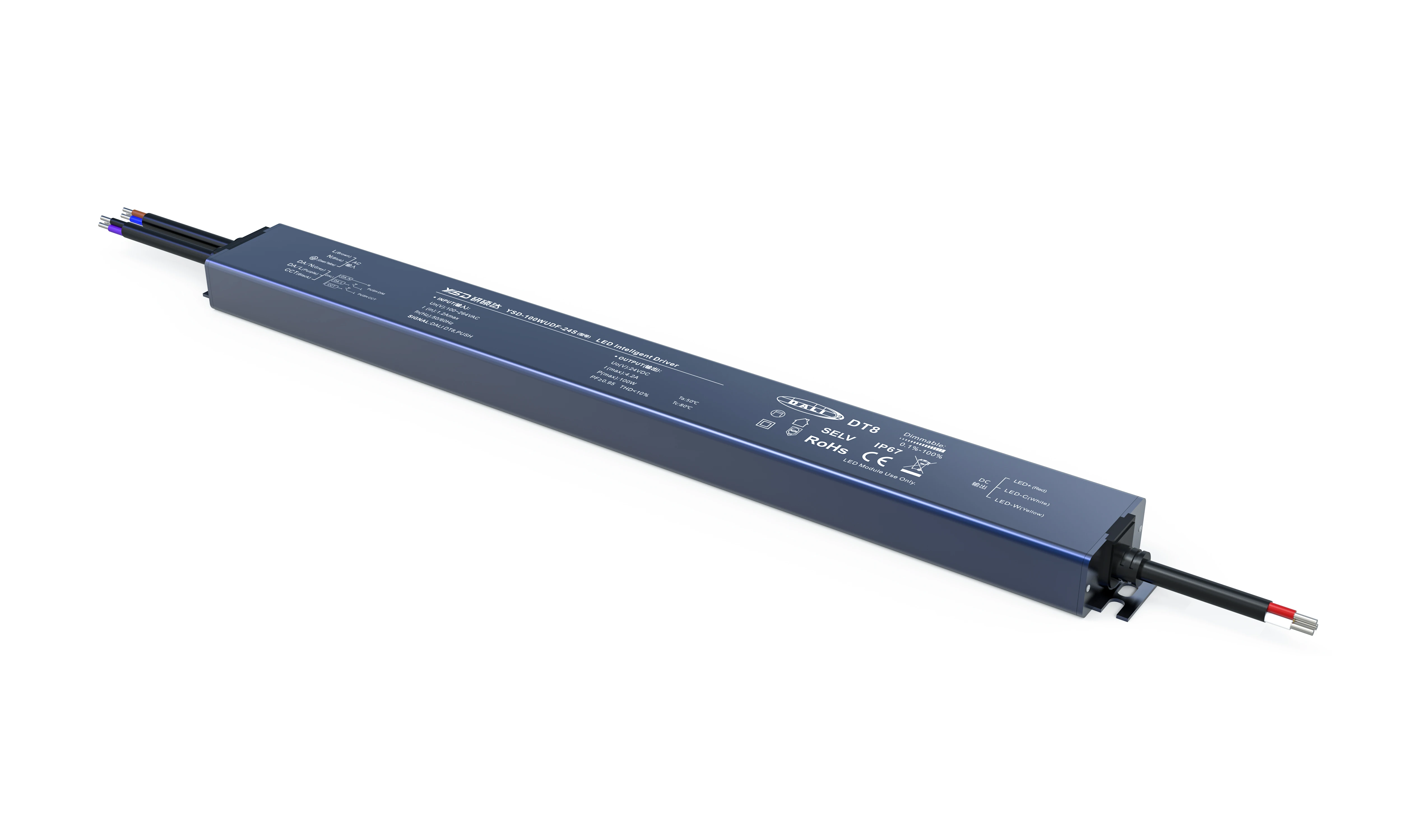 IP67 Outdoor DALI DT8 Dimmable LED Driver 60W 100W 150W 12V 24V DALI Push Dimming Led Power Supply