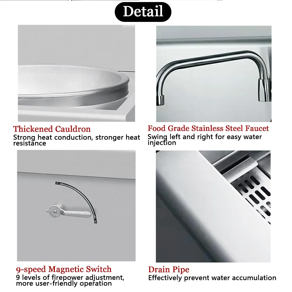 Wok Station Commercial Restaurant Industrial Kitchens Chinese Round Frying Stoves Stir Frying Large Electric Induction Wok Range