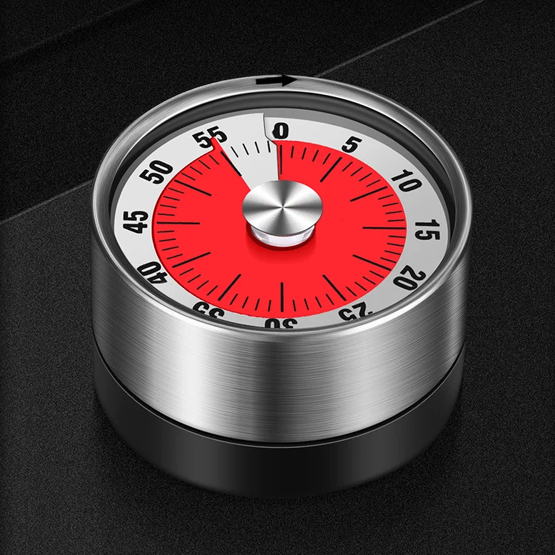 Magnetic Mechanical 60 Minute Round Visual Timer Countdown Clock for Kitchen