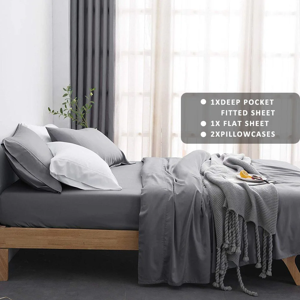 Wholesale Silk soft 300TC natural bamboo top quality bedroom sheet sets