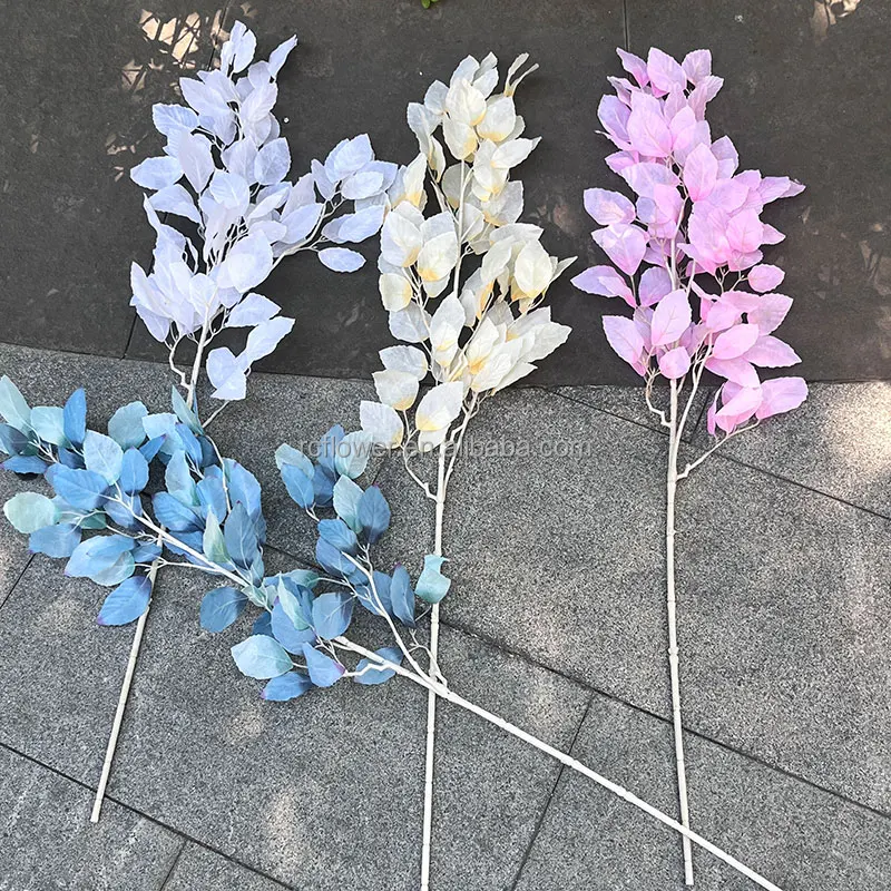 Factory Wholesale Silk Plants Leaves White Artificial Silk Greenery Leaves For Wedding Events Decor