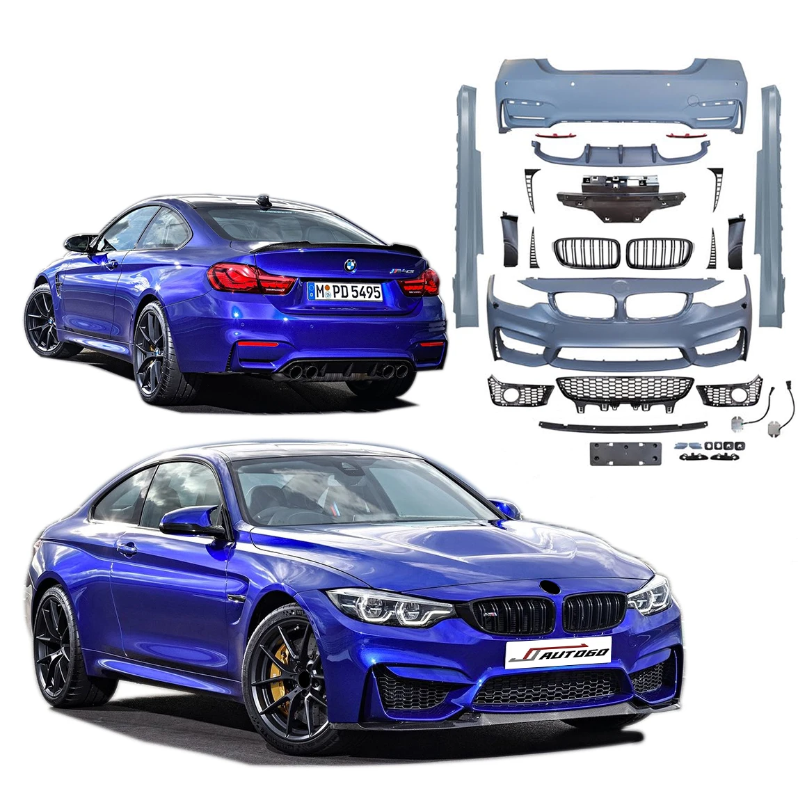 Auto Facelift Refit Body Kit For BMW 4 Series F32 F36 2013-2020 Update to Racing M4 Style Front+Rear Bumper+Grille+Side Skirt
