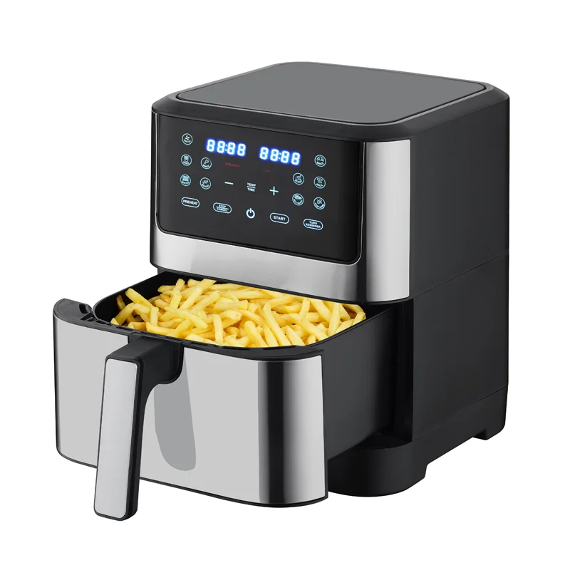 Kitchen Oilless Frying Multi-Function 6L Stainless Steel Air Fryer with Digital LED Display Touch Screen, Detachable Oil Basket