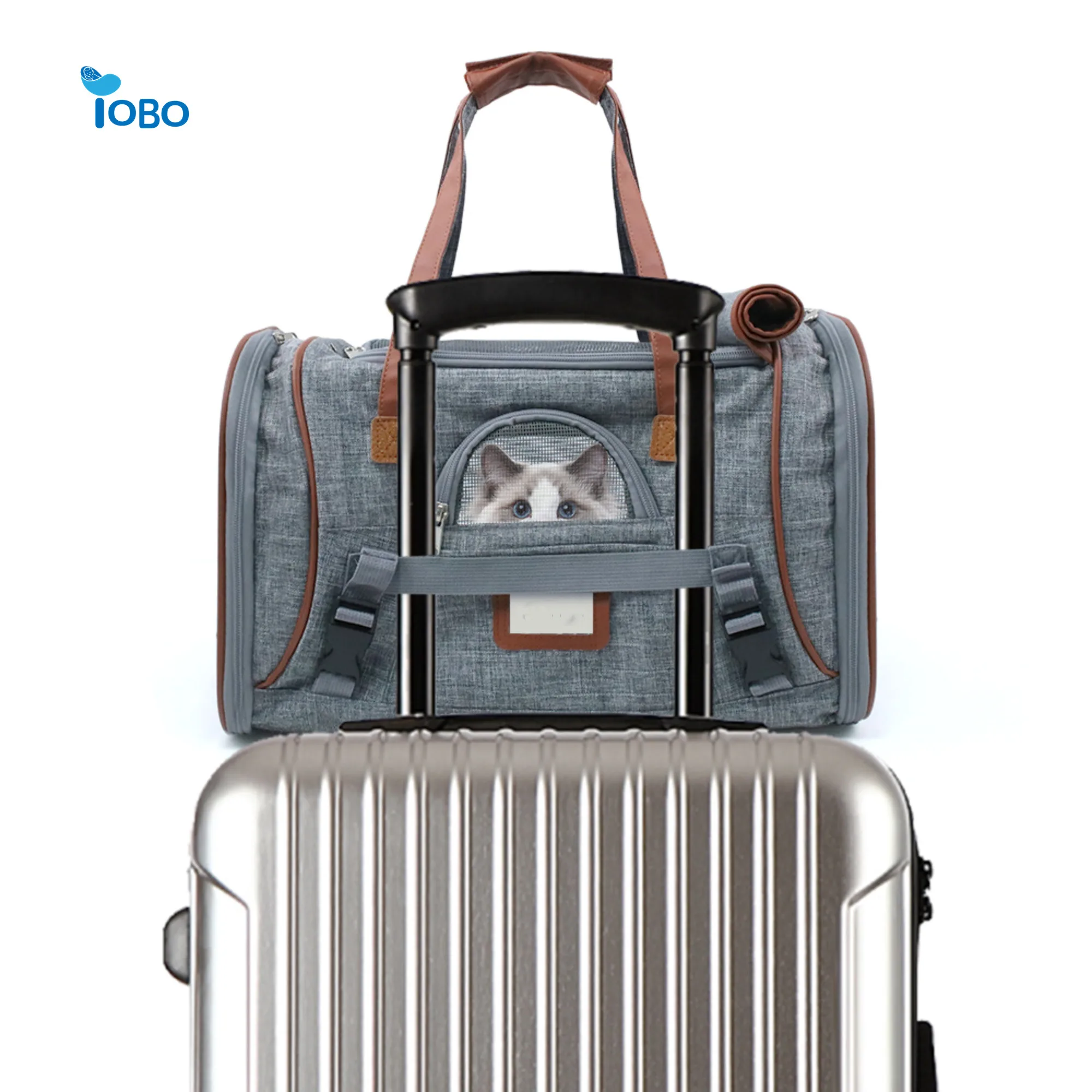 Lightweight Collapsible Durable Portable Breathable Soft-Sided dog Cat Carrier Pet Travel Bag with Fleece Pad