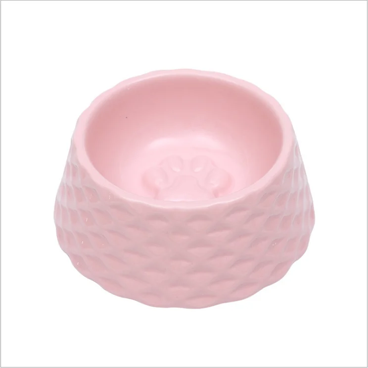 Factory Direct Sale Pink Cute Sublimation Travel Dog Bowl Pet Accessories Cat Water Bowl Feeding Ceramic Pet Bowl (1600378915268)