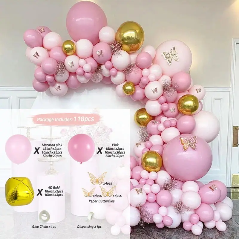 Butterfly Balloon Garland Arch Kit Birthday Party Decoration Kids Wedding Birthday Girl Decor Baby Shower Latex Ballon