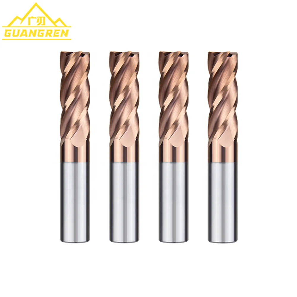 GUANGREN 60 degree 4-blade HRC55 Tungsten Steel end mill carbide For CNC Mechanical