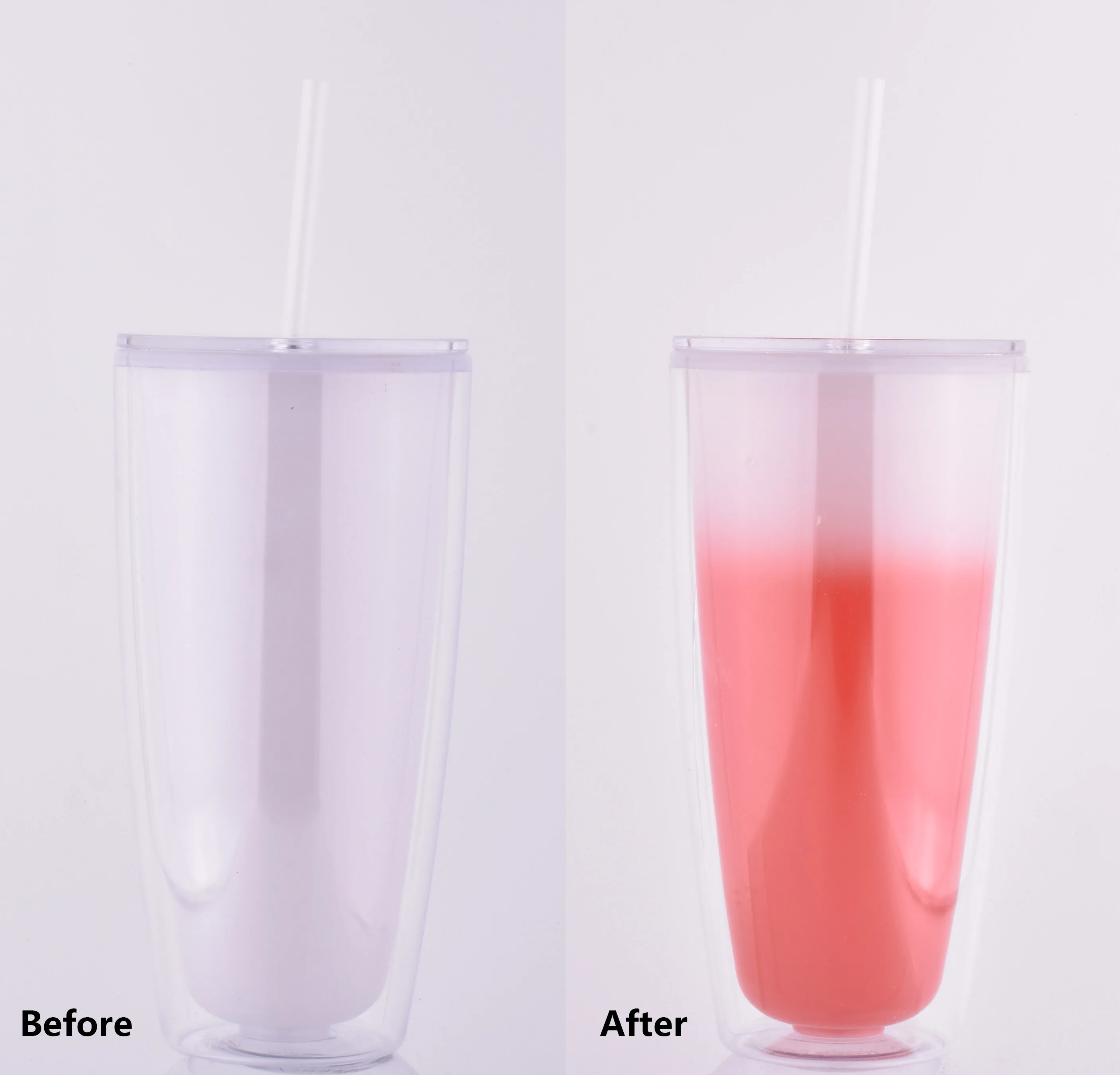 New Style Double wall Plastic Acrylic Drink Color Changing Tumblers Cups Gift BPA Free For Adults Kids With Lid And Straw 24oz