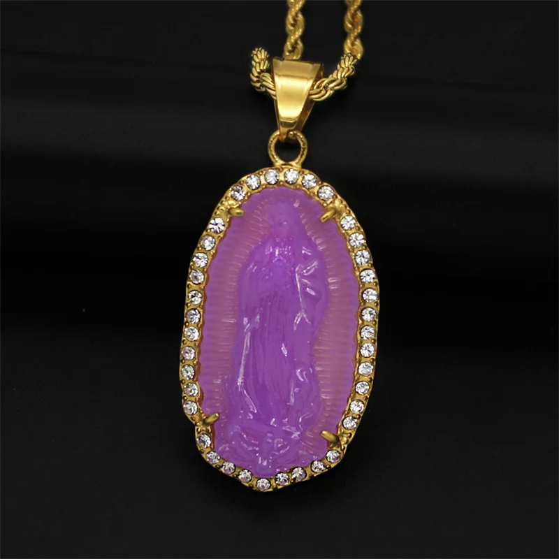 Yiwu Meise Jade Necklace Jewelry Virgin Mary pendant jewelry Jade Pendant Stainless Steel Jade Pendant
