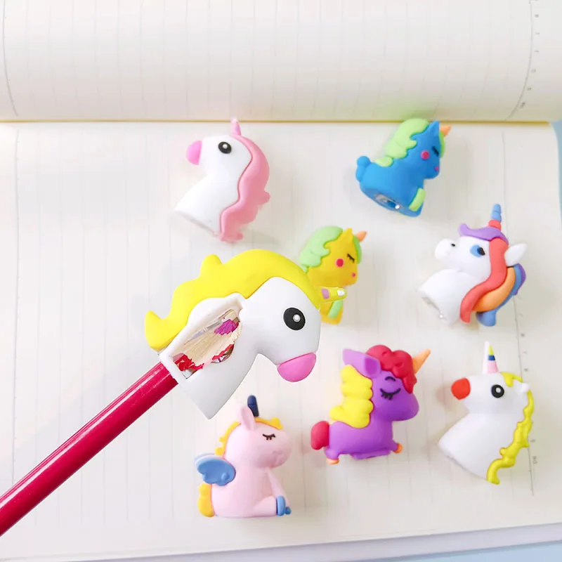 Customizable Pvc Soft Glue Unicorn Pencil Sharpener Cartoon Cute Animal Student Pencil Sharpeners For Kids School Stationery