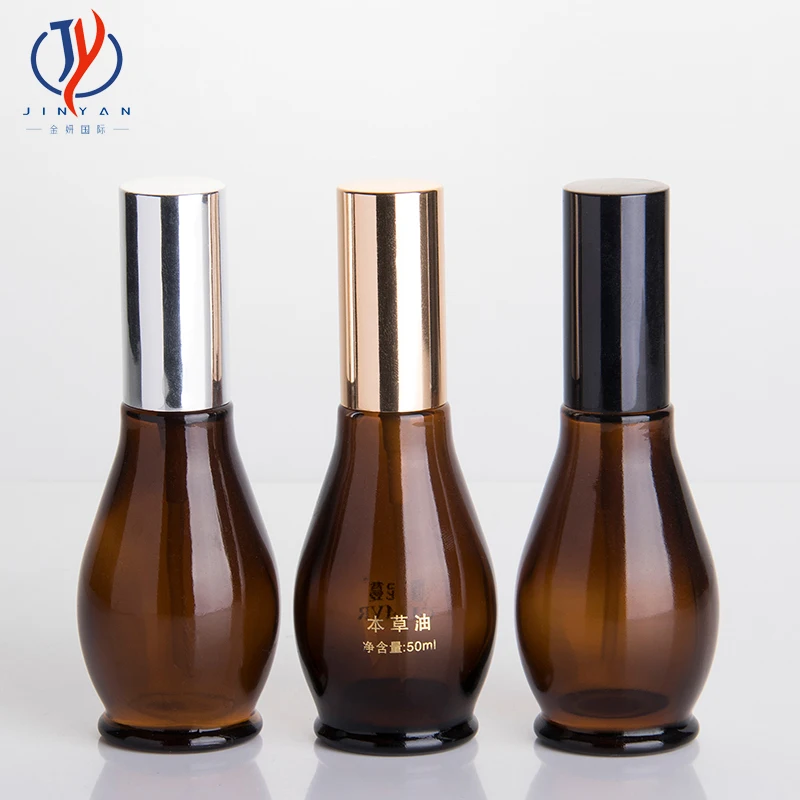 10ml Refillable Press Down Glass Bottle Single Gourd Potbelly Amber Essential Oil Flower Plant Fresh Fragrance Mist Spray Bottle