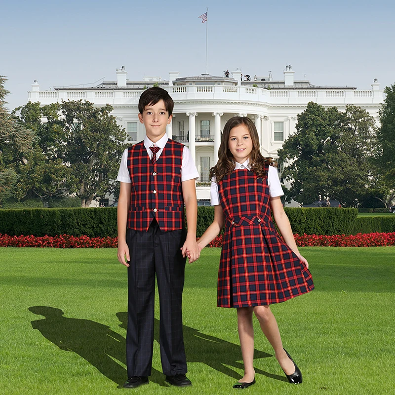 China School Uniforms Supplier Free Designs High School Skirt Uniform Pleated Adult Plaid Dress for Girls Uniforms