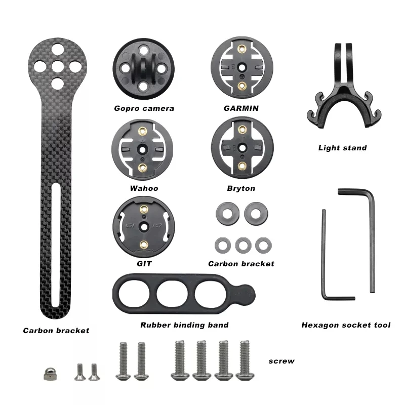 Bicycle Computer Stopwatch Full Carbon Fiber Cycling For Garmin Cateye Bryton Gopro Road Bike Speedometer Mount Light Holder