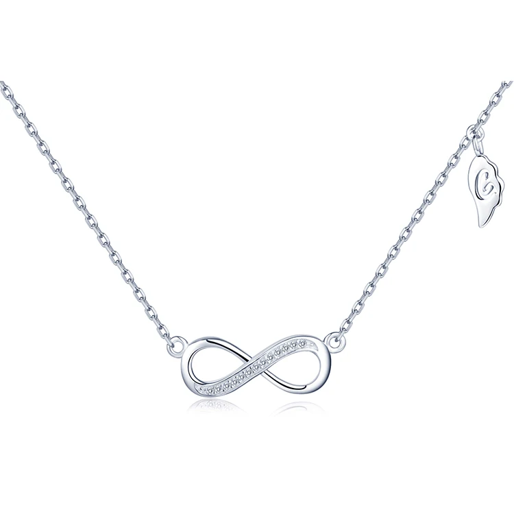 Fashion Infinity Symbol Figure 8 Pendant 925 Sterling Silver Necklace