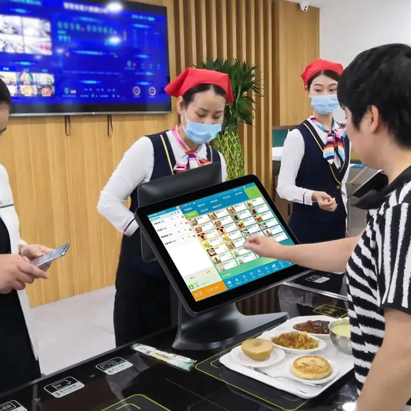 All in one Touch Screen point of sale POS System Computer Touch Screen POS Terminal System Dual screen cashier POS system