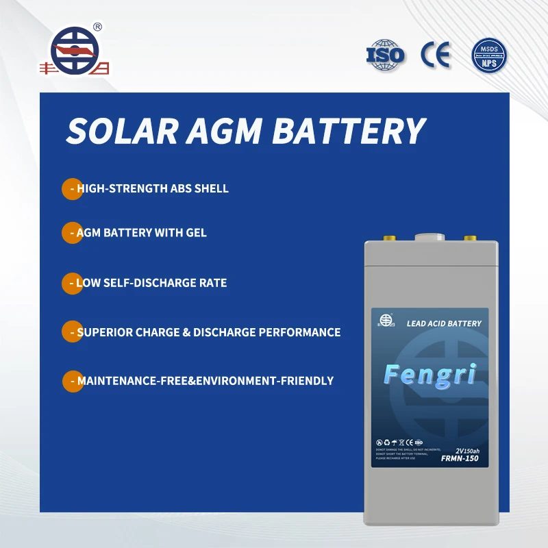 Плоская свинцово-кислотная батарея Fengri 2V150Ah AGM используется для производства электроэнергии и хранения энергии