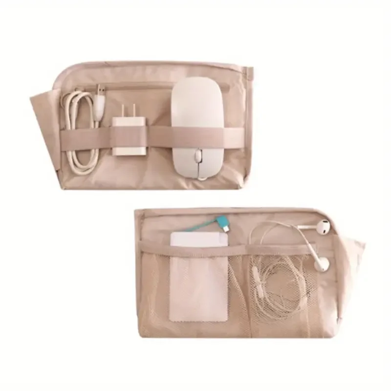 Portable Large Capacity Travel Storage Bag Fashionable Open Style Cable Charger and Headphone Storage for Makeup Bag Use