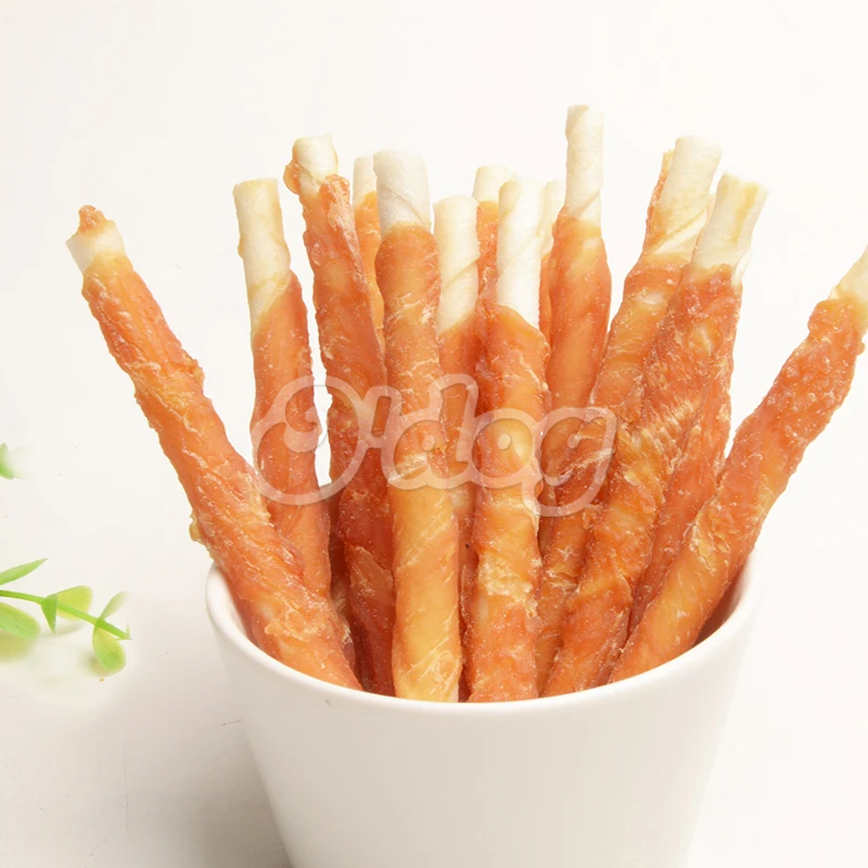 Natural Bulk Pet Snack Chicken Wrap Rawhide Stick Dog Treat Chew Rawhide Dog Chicken Treats