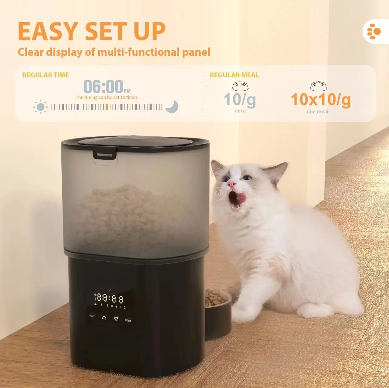 Automatic Cat Feeder 3L Timed Dog Feeder Intelligent WiFi Cat Feeder with Voice