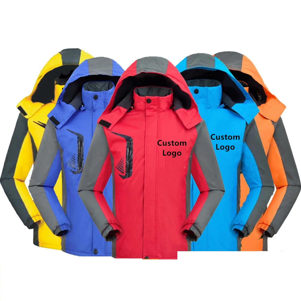Custom Logo Mens Outdoor Detachable Hat Coldproof Work Wear For Men Waterproof Windbreaker Couple Skiing Hooded Jacket