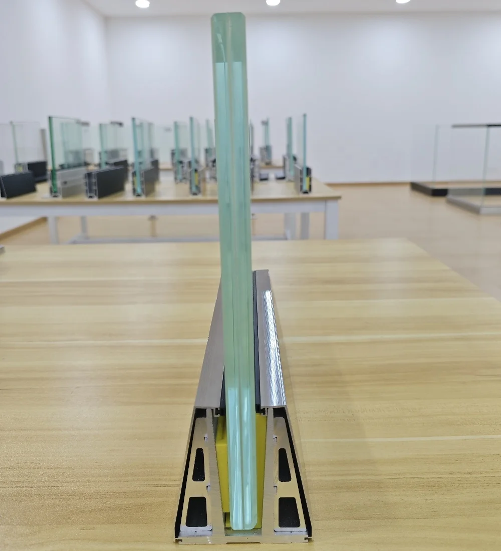 Electrophoretic Champagne Aluminum Glass Balcony Railings Frameless Glass Balustrade U Channel