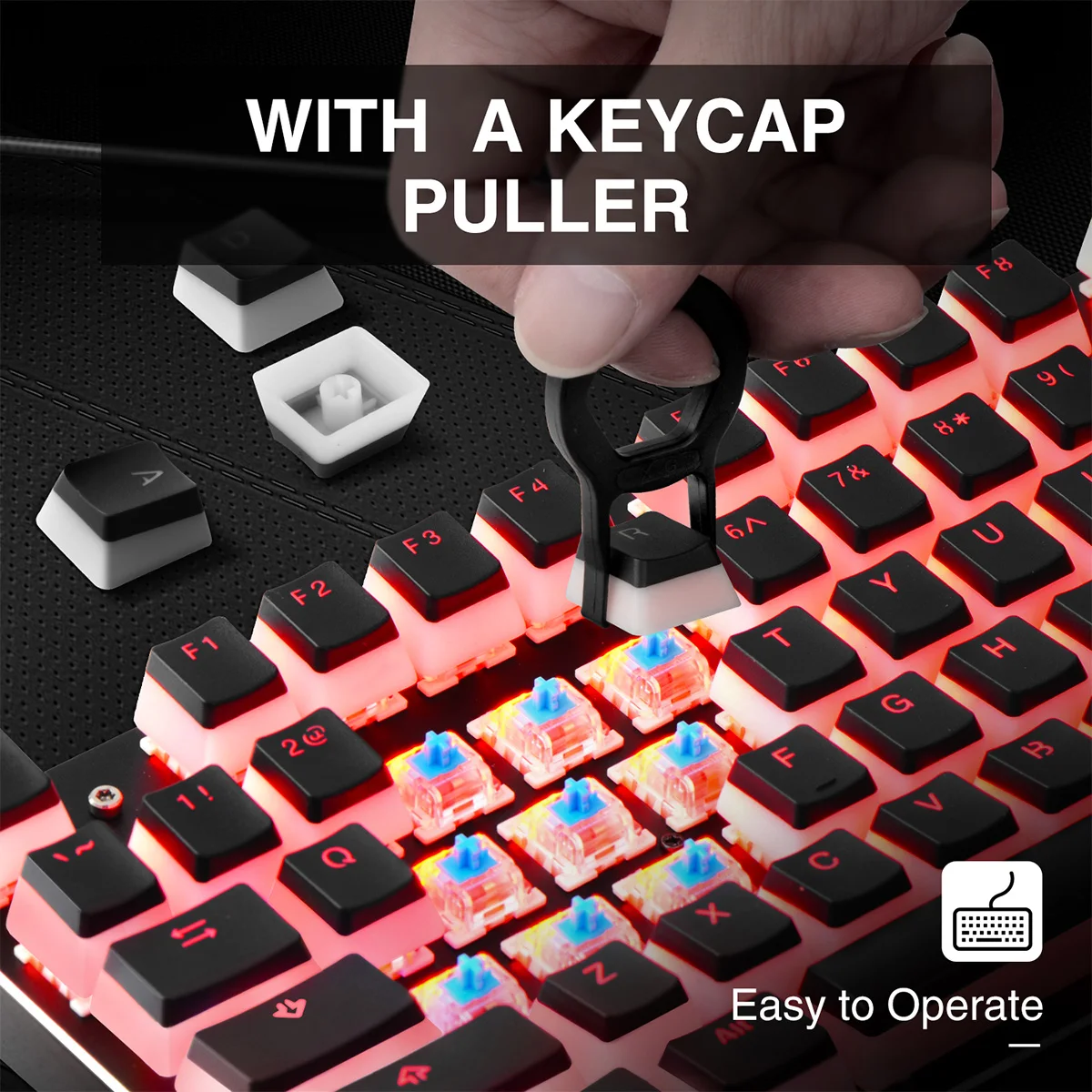 
Keycaps Double Shot Backlit 104 PBT Pudding Keycap Set with Puller Compatible with Cherry MX Mechanical Keyboard, Black&White 