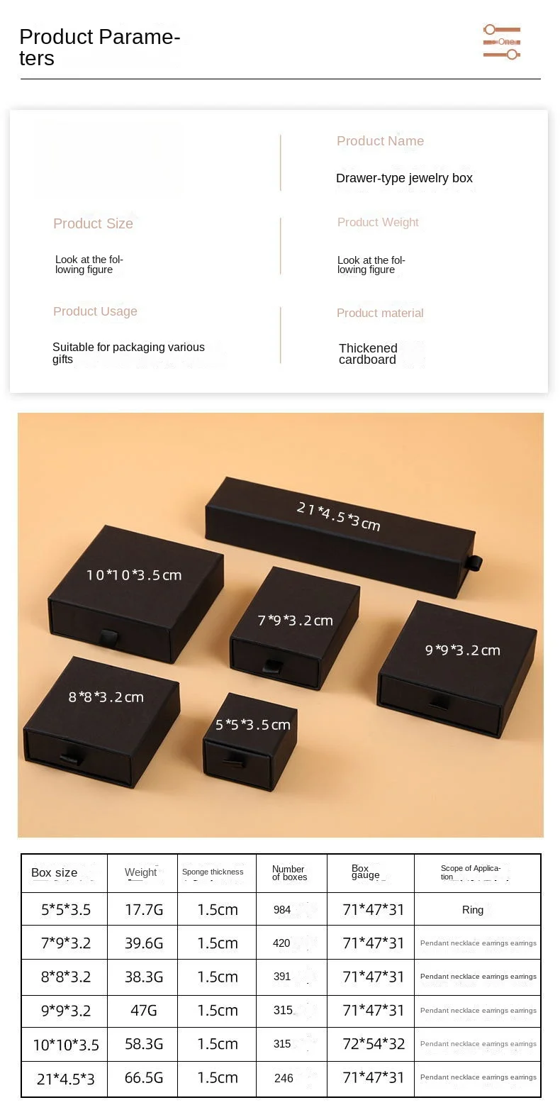 Kraft Paper Drawer Jewelry Packaging Box Greeting Card Necklace Bracelet Gift Package Case Boxes Custom With Logo