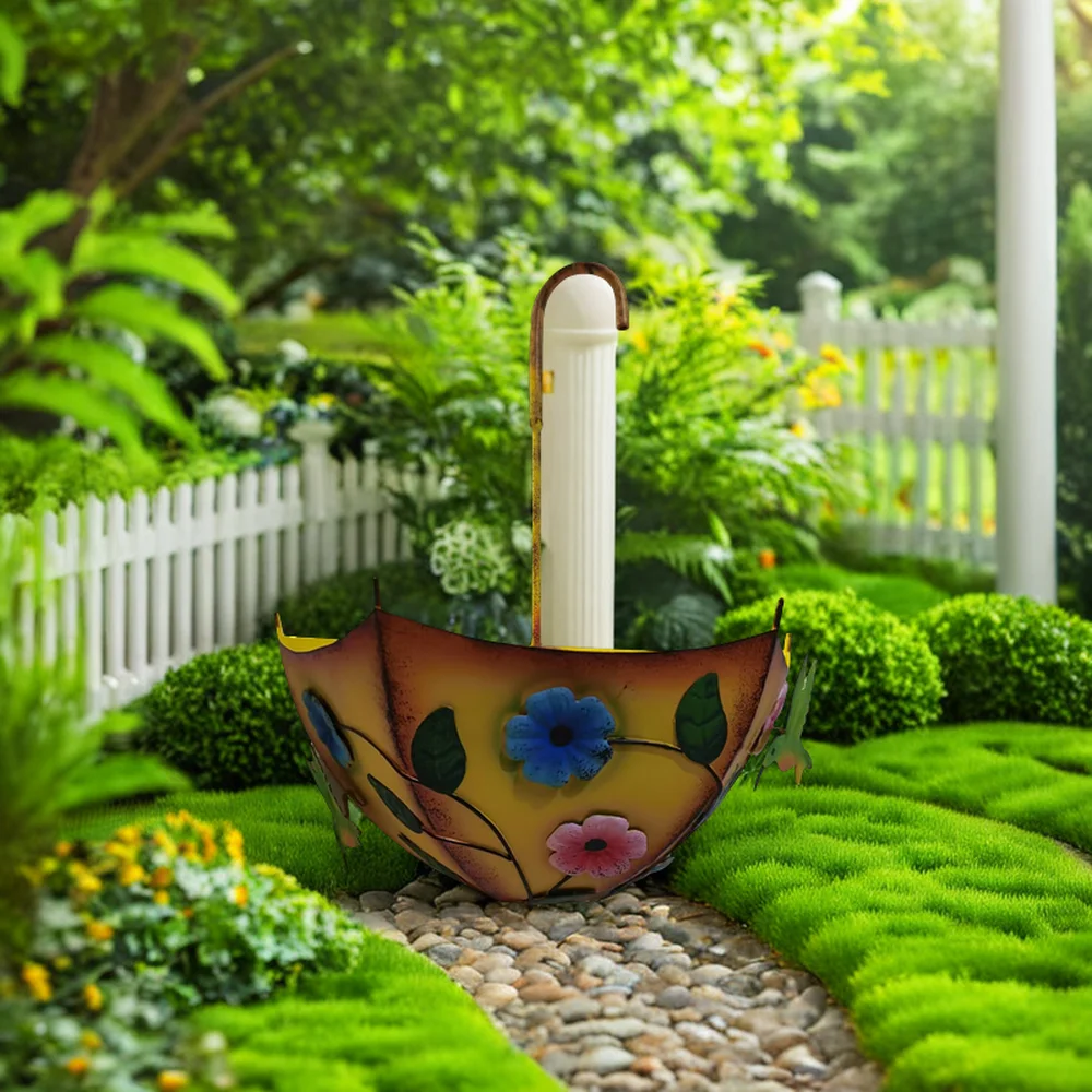 Garden home decoration colorful flower pots custom indoor outdoor iron umbrella flower pot decoration