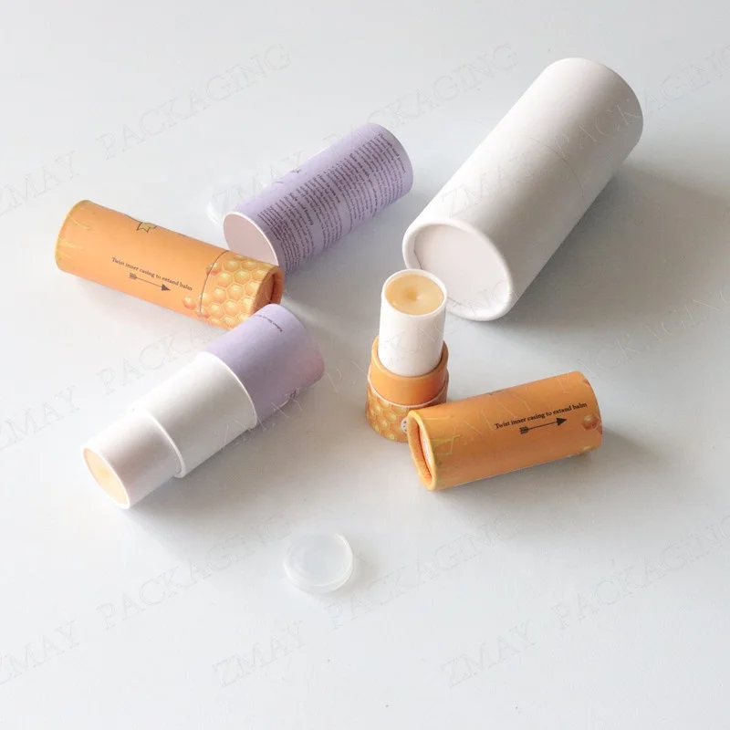 eco friendly  custom printed twist up paper tube lip balm cardboard round tube deodorant packaging