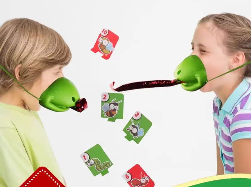 Creative Frog Tongue Toy Novelty Cat Stick Artifact with Lizard Mask Trick Props for Fun Shaking Tone