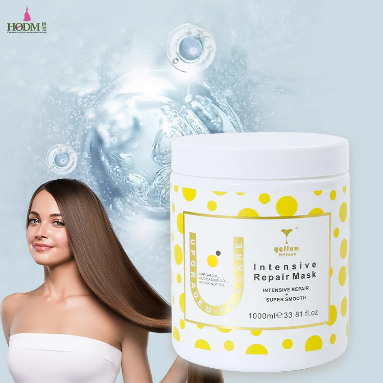 smoothing organic intensive repair lasting mask Yellow fifteen coconut moisture hair care mask private label