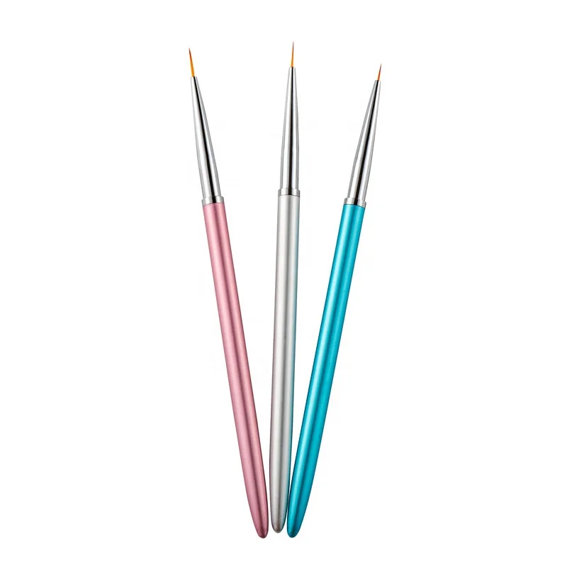 uv gel professional customize logo gel painting with liner brush with cap nail metal handle long liner brush nail art