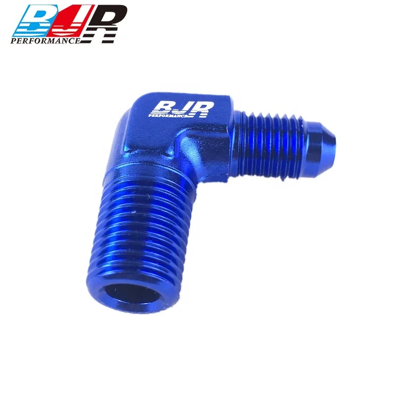 BJR AN6 90 Degree Male Fuel Hose Connector  AN To NPT Fitting Adapter