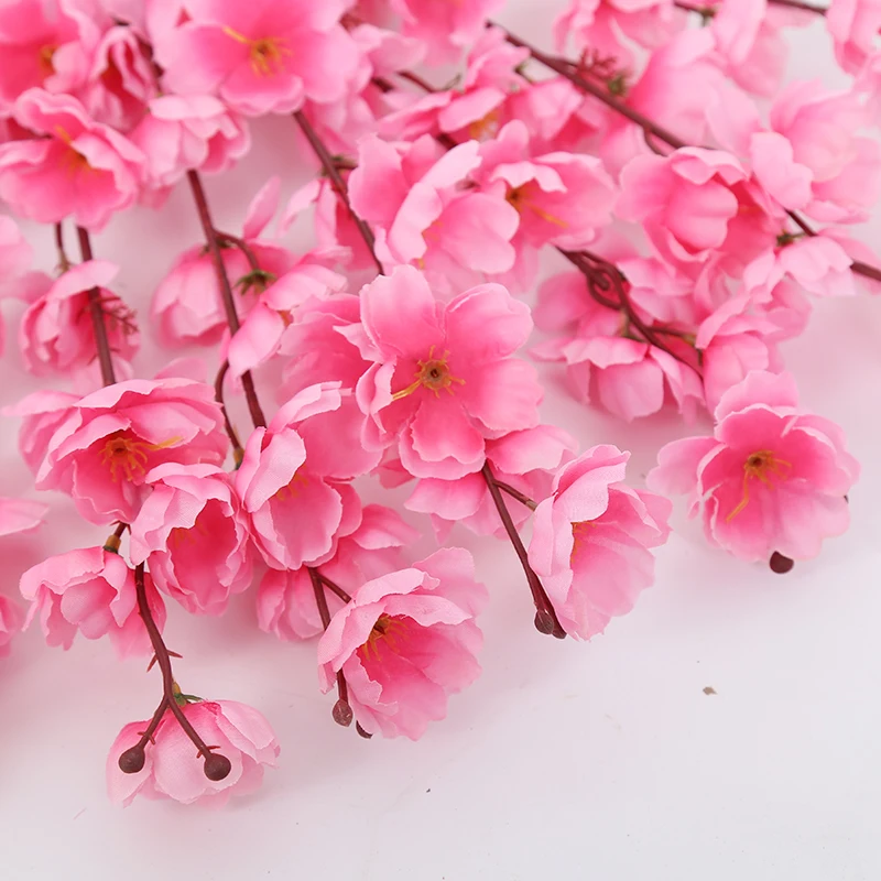 Export quality 65cm length artificial cherry blossom branch white pink silk peach flowers for decoration