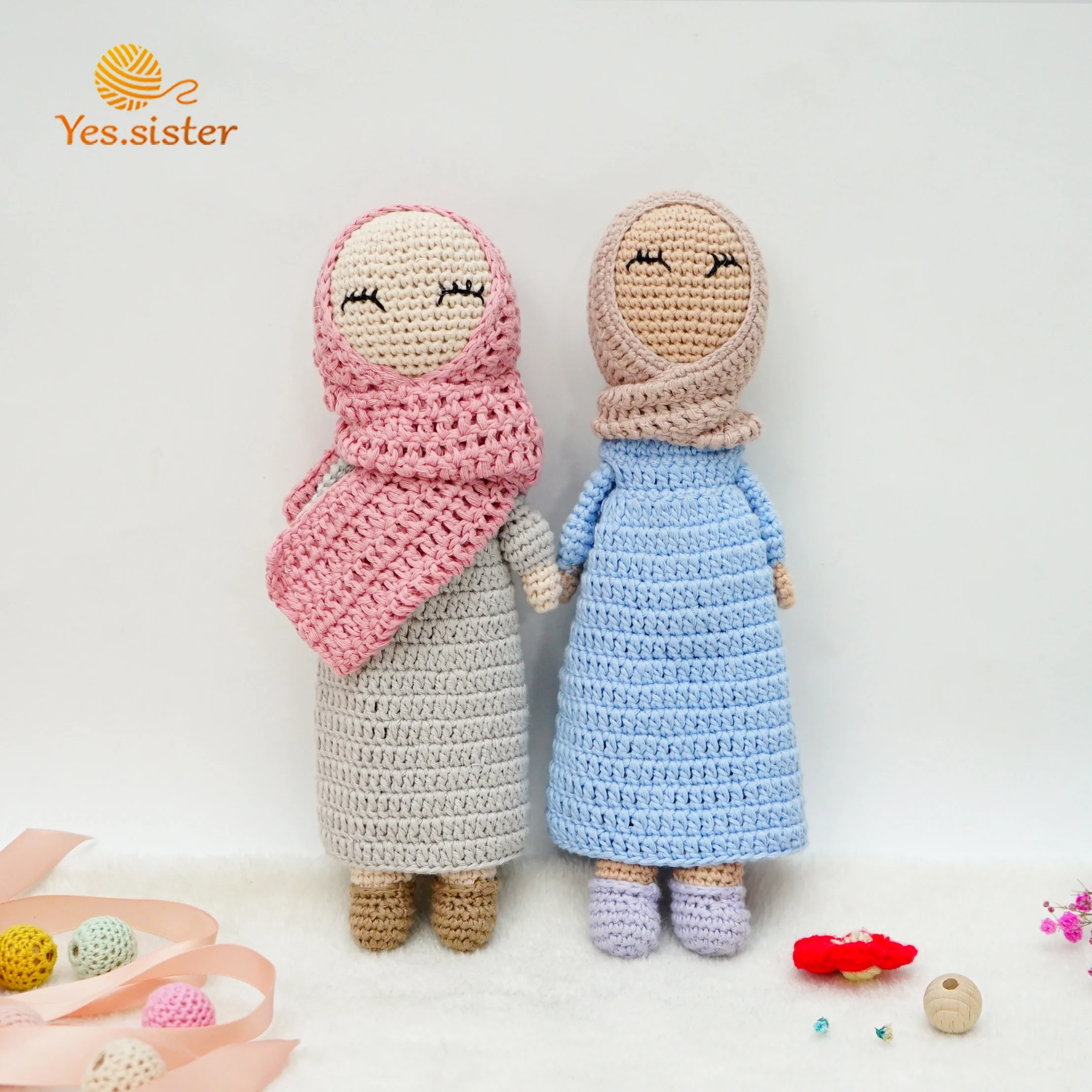 Stuffed Toy Handmade Muslim Girl Hijab  Amigurumi Cuddle Crochet Doll (1600474782926)