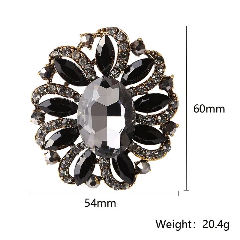 New silver bottom flower brooch wedding oval crystal pin brooch for woman gift