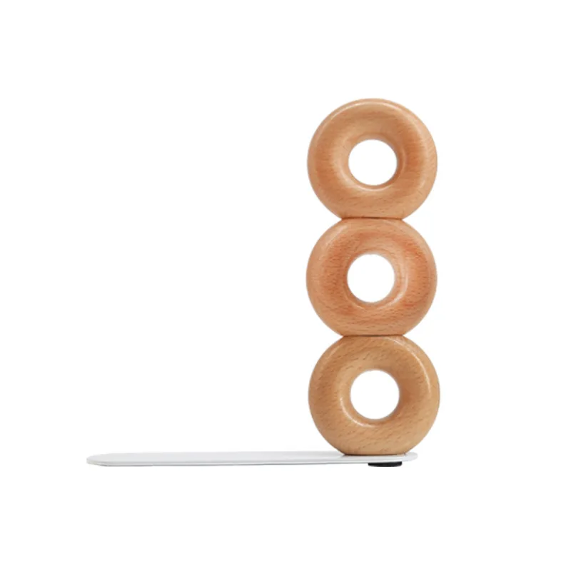 Beech Bookends, simple donut shape thick Bookend for Shelves, Book Ends for Heavy Books,Bookend Stopper, Black Bookends 1 Pair