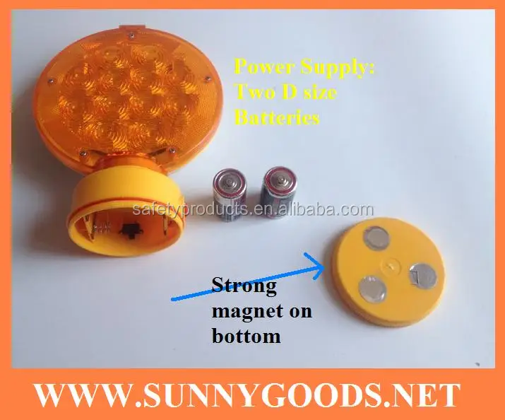 road hazard amber strobe warning lamp flashlight with magnetic base blinking led solar lights