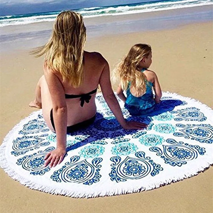 Bindi Ethnic Style Round Beach Mat, Picnic And Rug Beach Blanket Outdoor