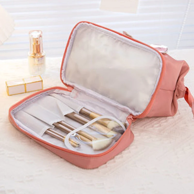Custom-made logo pink cosmetic travel bag cosmetics bag women makeup kawaii cosmetic bag