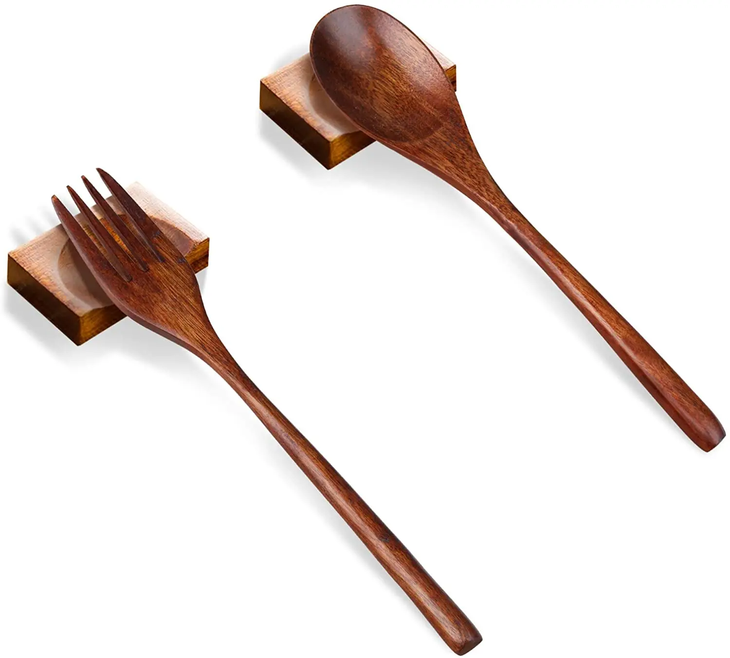 SLT New  Wooden Spoons and Forks  Wooden Tableware  Kitchen Flatware for Food Desserts Soup Salad Fruit